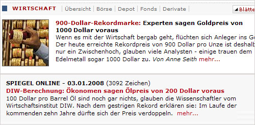 Spiegel Wahrsagung: Dollarpreis, Ölpreis